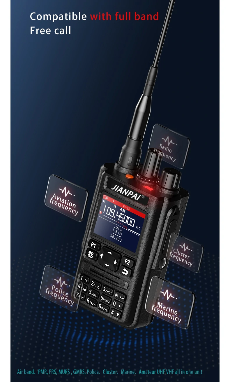 JIANPAI 8800 QUAD-Band Handheld Radio With Airband Receive