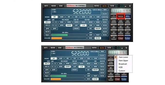 New custom band framing feature in SDRuno